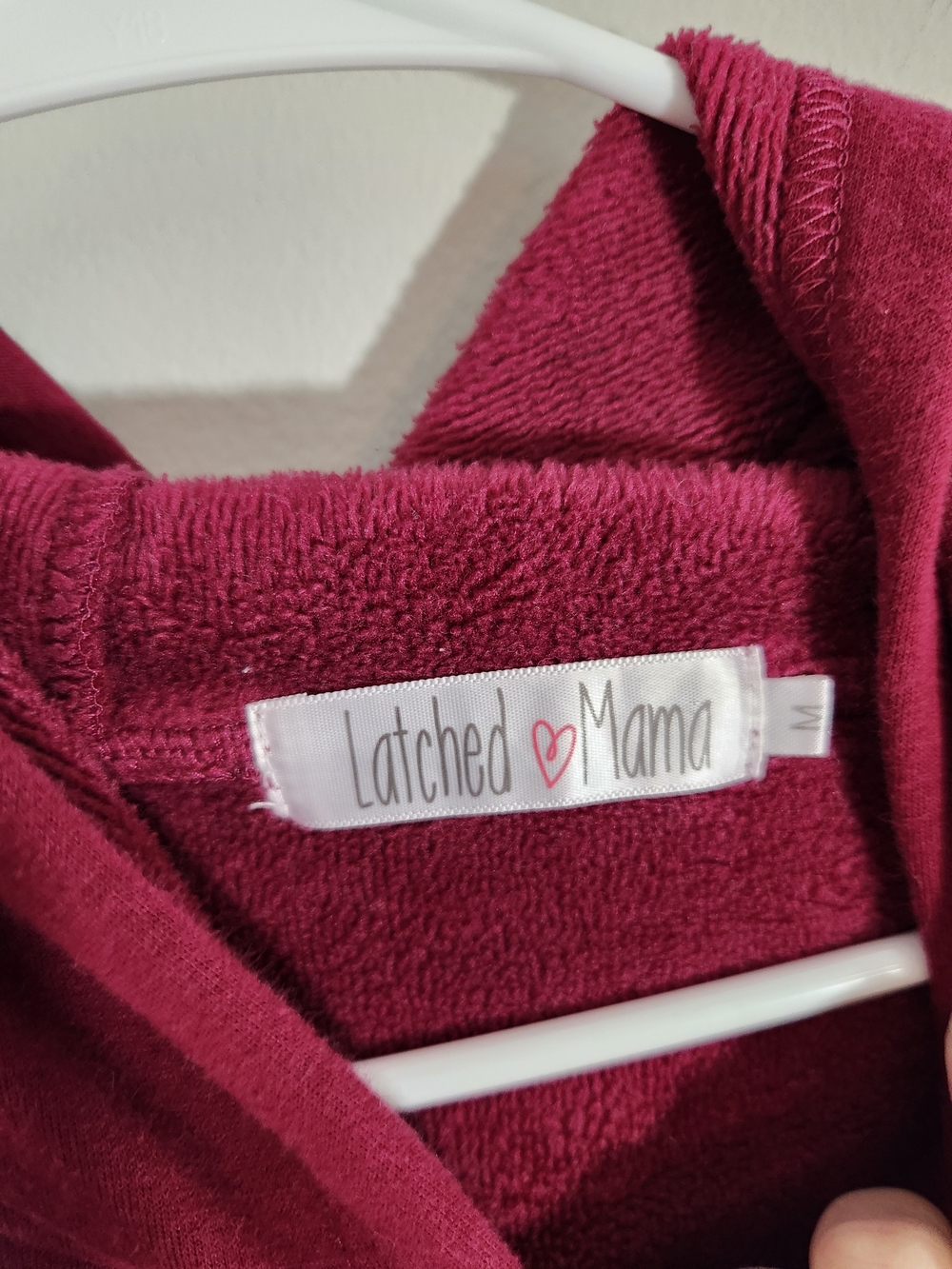 Latched Mama Burgundy Wine Red Pullover Hoodie Breastfeeding Nursing Autumn Cozy - Picture 2 of 6